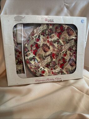 Madison & Max Victorian Holiday Chintz Cake Plate & Server Set NIB